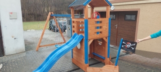 Hajós fa kerti játszótér, csúszdával,hintával